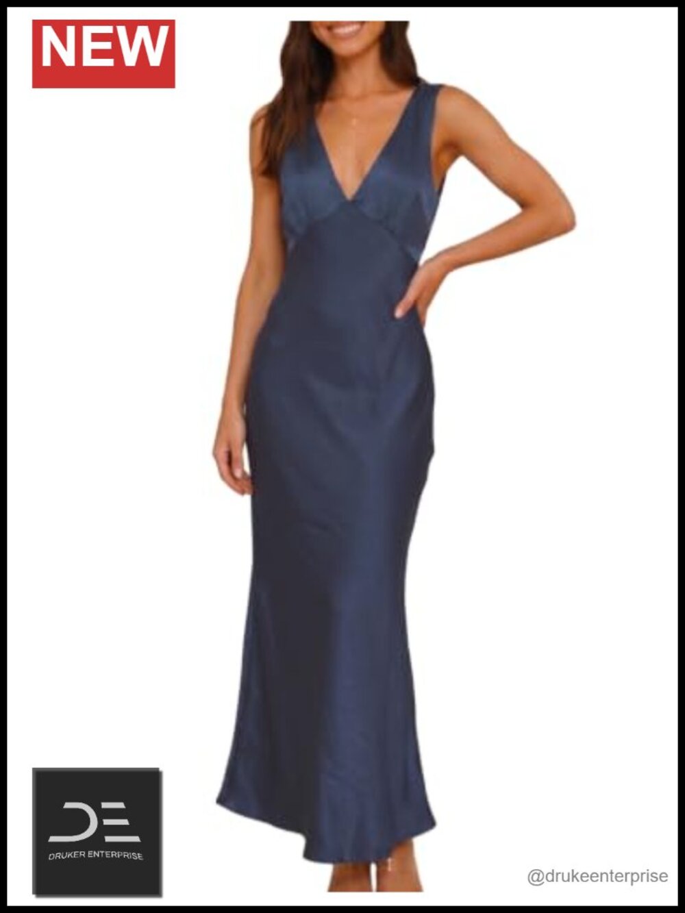 Satin Formal V Neck Maxi Dress Sleeveless Backless Cocktail Wedding Guest